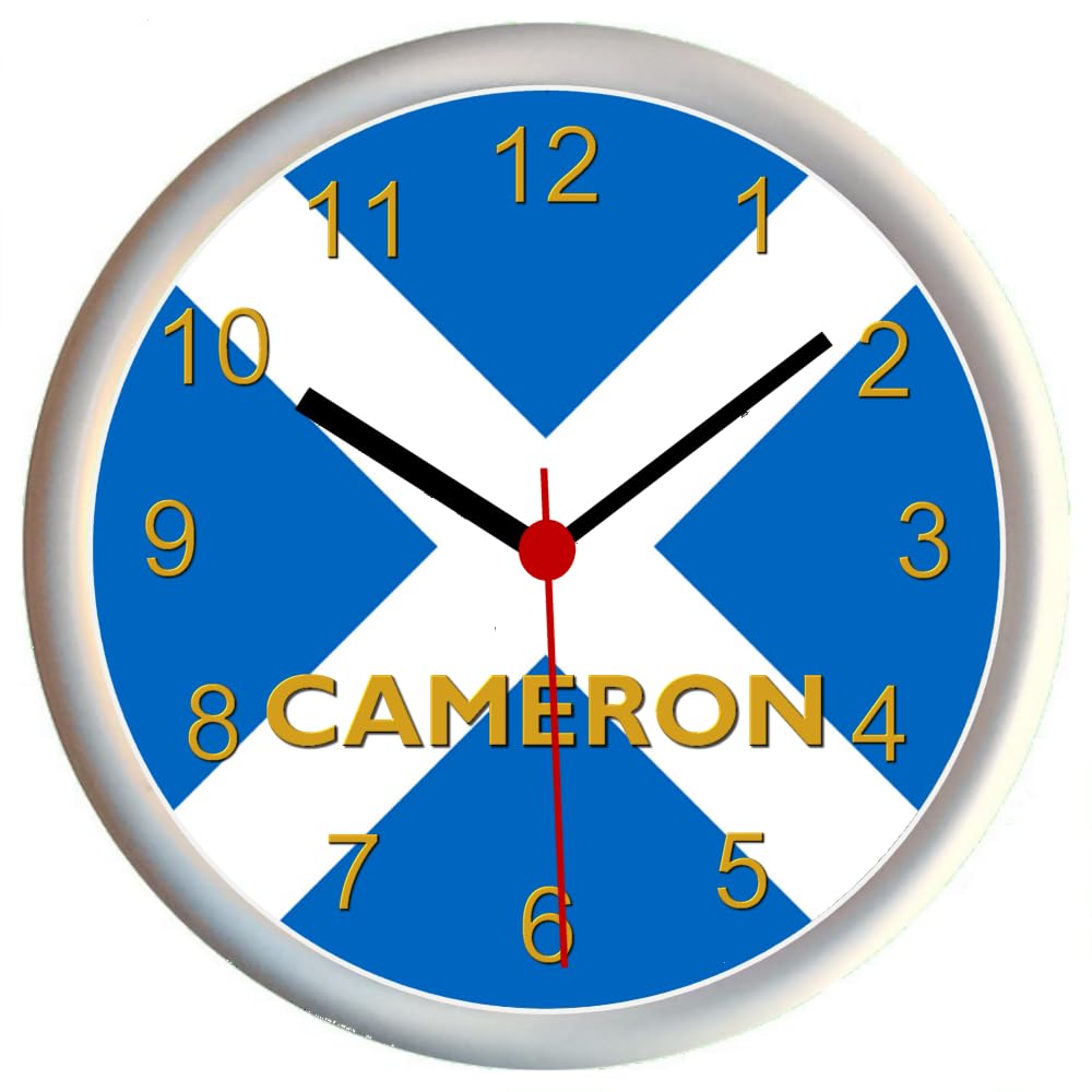 Key Expressions Black Personalised Scottish Flag/St Andrew's Cross/Saltire/Scotland Wall Clock