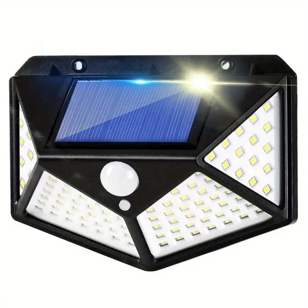 Set 8 Faretti Solari LED Da Esterno Con Sensore Di Movimento E Crepuscolare – 100 LED, Impermeabile IP65, 3 Modalità Di Illuminazione