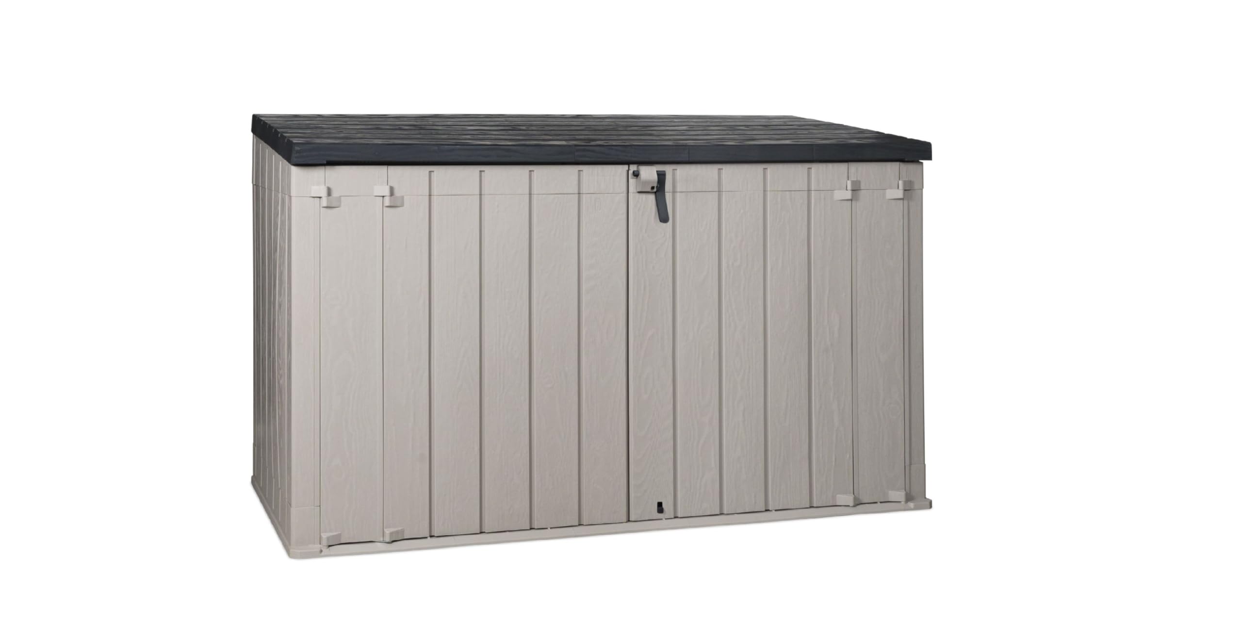 Toomax Stora Way plus 3XL da 2770 litri, capanno porta attrezzi 216x109x140h cm, colore grigio talpa/antracite, porta biciclette con coperchio assistito, resistente ai raggi UV, per esterni