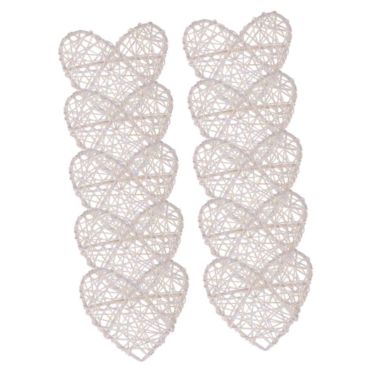 STOBAZA 30stücke Teiliges Rattan-Herz-Dekoration Für Hochzeiten Und Feste Weiße Weidenkugeln Als Bastelmaterial Für Kreative -projekte Und Stilvolle Tischdeko