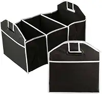 MADAGI Organizador dobrável de porta-malas de carro com vários bolsos, bolsa de armazenamento premium de grande capacidade, acessórios para carro, preto