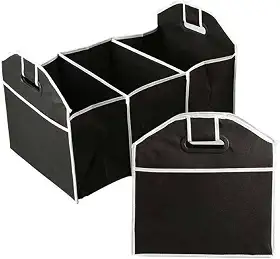 MADAGI Organizador dobrável de porta-malas de carro com vários bolsos, bolsa de armazenamento premium de grande capacidade, acessórios para carro, preto