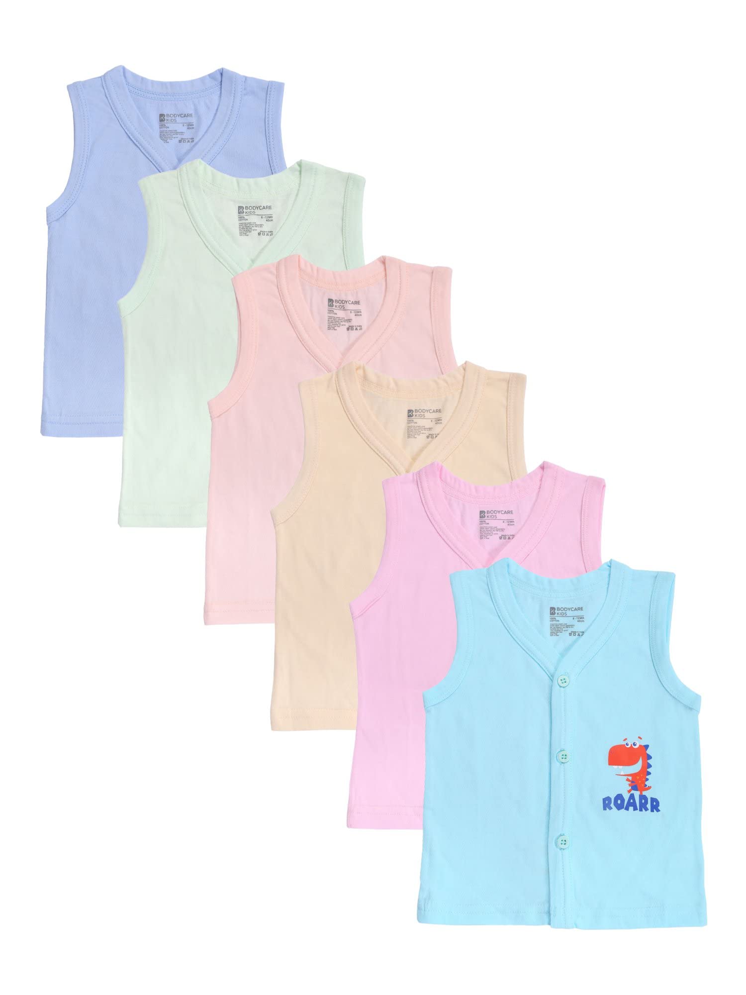 Unisex Regular Fit Vest Front Open Half Sleeves Pack Of 6-image-48