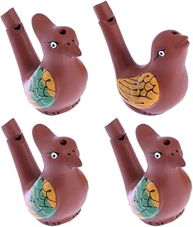 NUOBESTY Baby Toy Bird Call Whistles Ceramic Water Bird Whistle, Water Warbler Toy Colored Drawing Musical Bathtime Toys Whistle Musical Instrument Toy for Kids 4pcs Warbling Bird Whistle Infant Toy