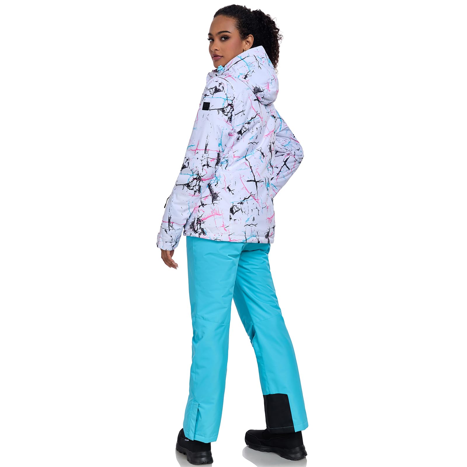 HOTIAN Conjunto de chaquetas y pantalones de esquí para mujer, Chaqueta de Esquí Impermeable de Montaña,traje de nieve invierno cálido snowboard abrigo de nieve