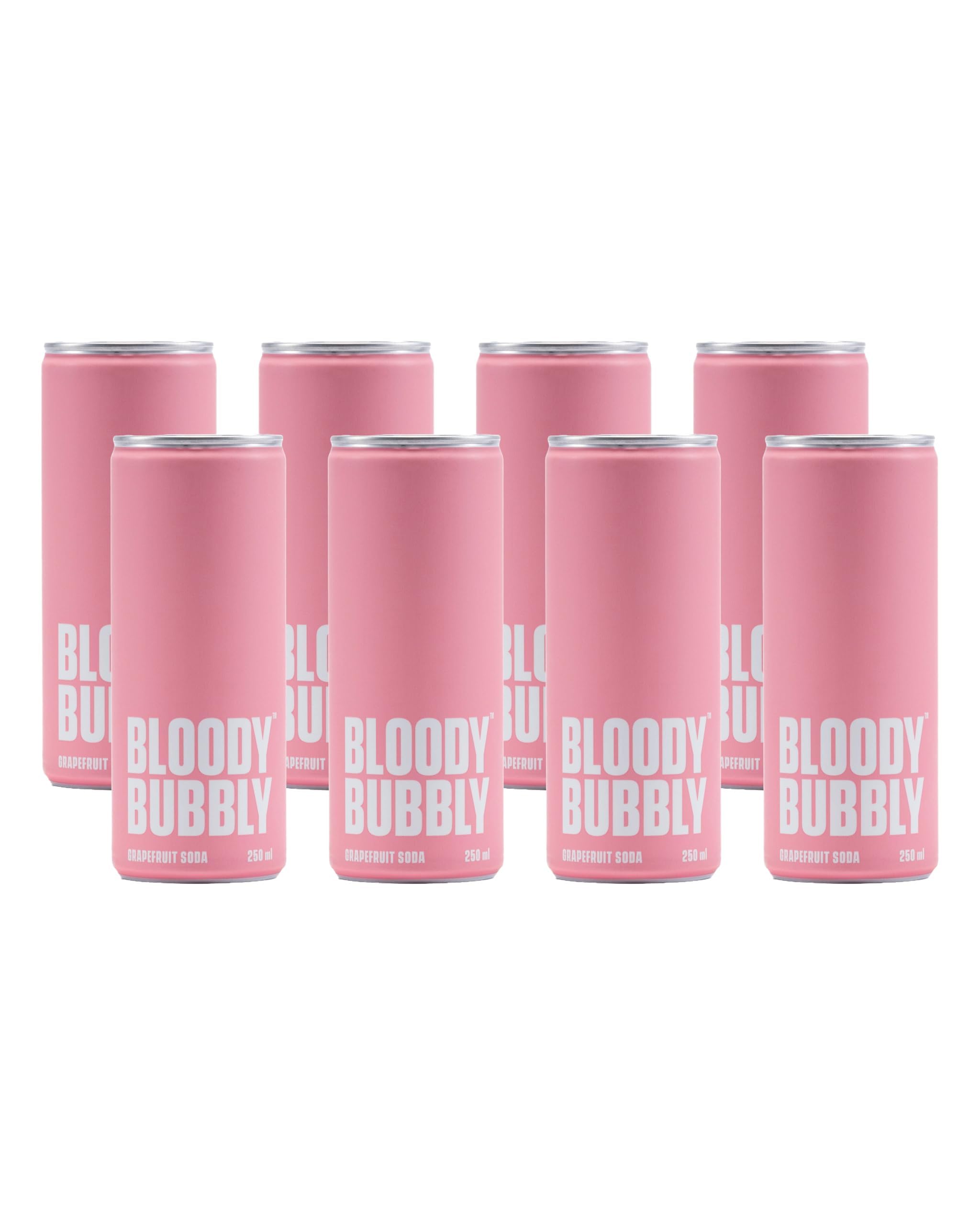 BLOODY BUBBLY GRAPEFRUIT SODA | Naturally Flavoured Soda | 44 Cal Per Can | No Added Artificial Flavours, Colours & Preservatives (250ml Each_Pack of 8)
