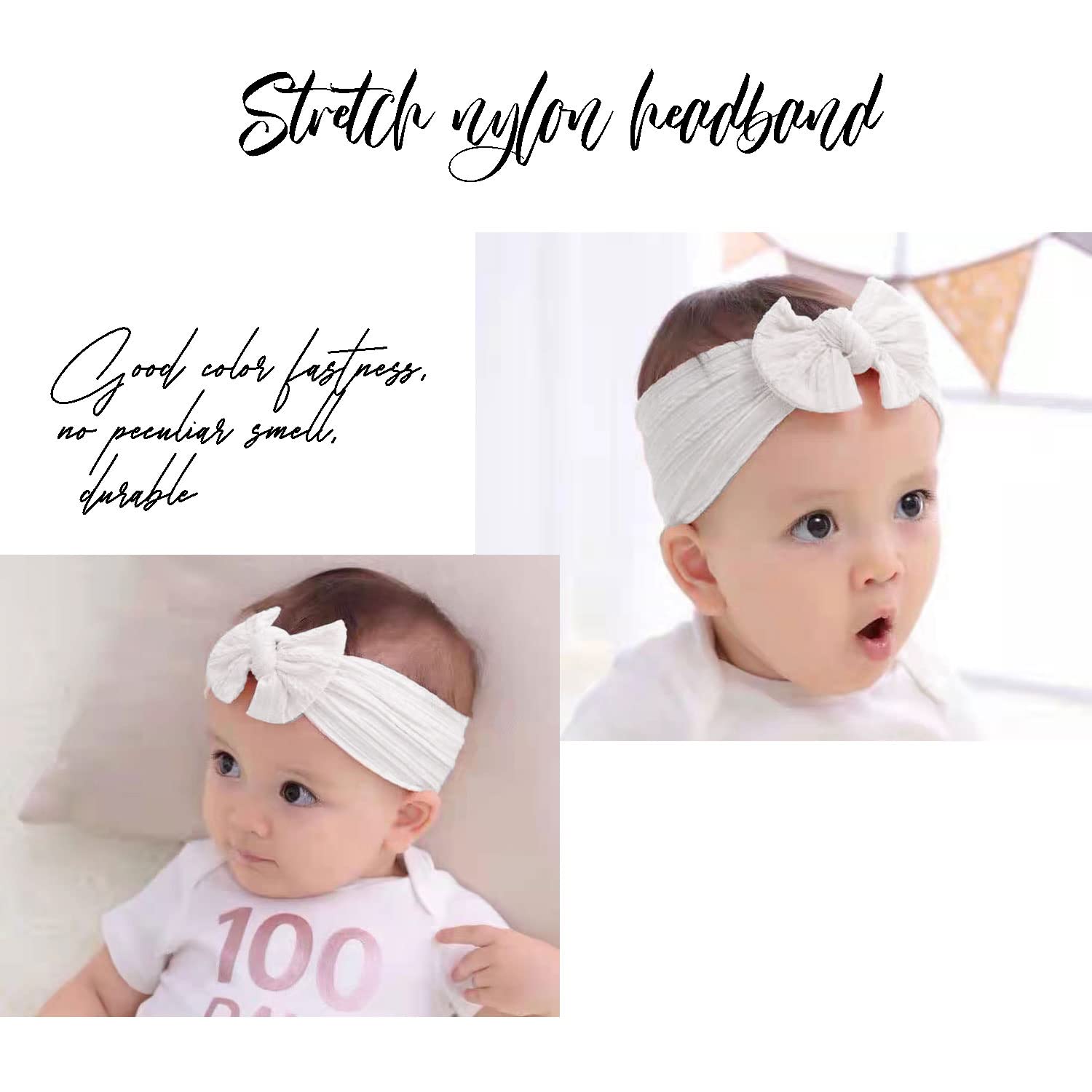 Bandeau Pour Bébé Fille Lot De 3 Bandeaux Bébé Fille - Bandeaux Coton Doux Avec Nœud - Turban Nouveau-né 0-3 Ans Bandeau Bébé Fille