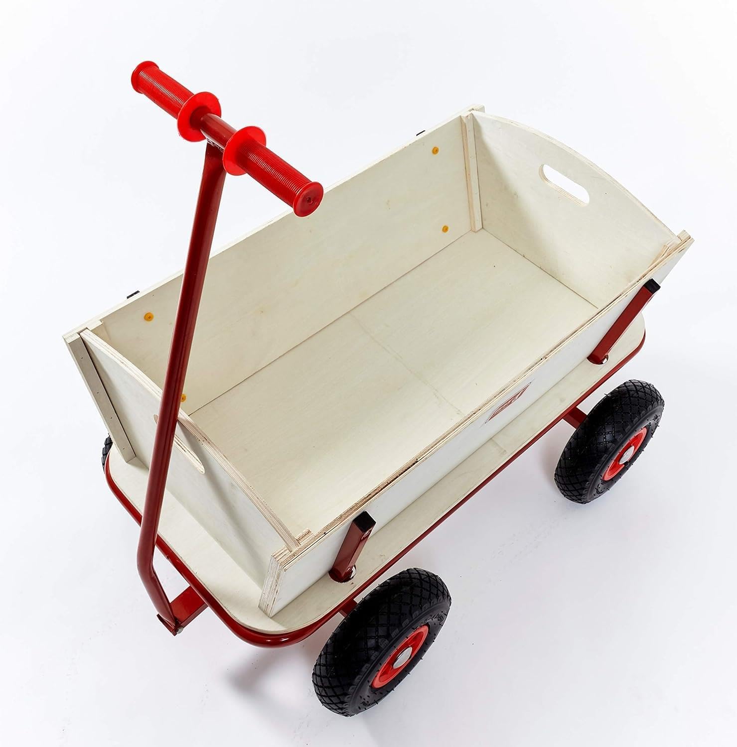 Izzy Bollerwagen Holz Kinder Luftreifen 100kg für alle Gelände Geeignet (Holzbollerwagen mit Pannensicheren PU-Reifen), 95 x 61 x 59 cm Abmessung; 15 KG