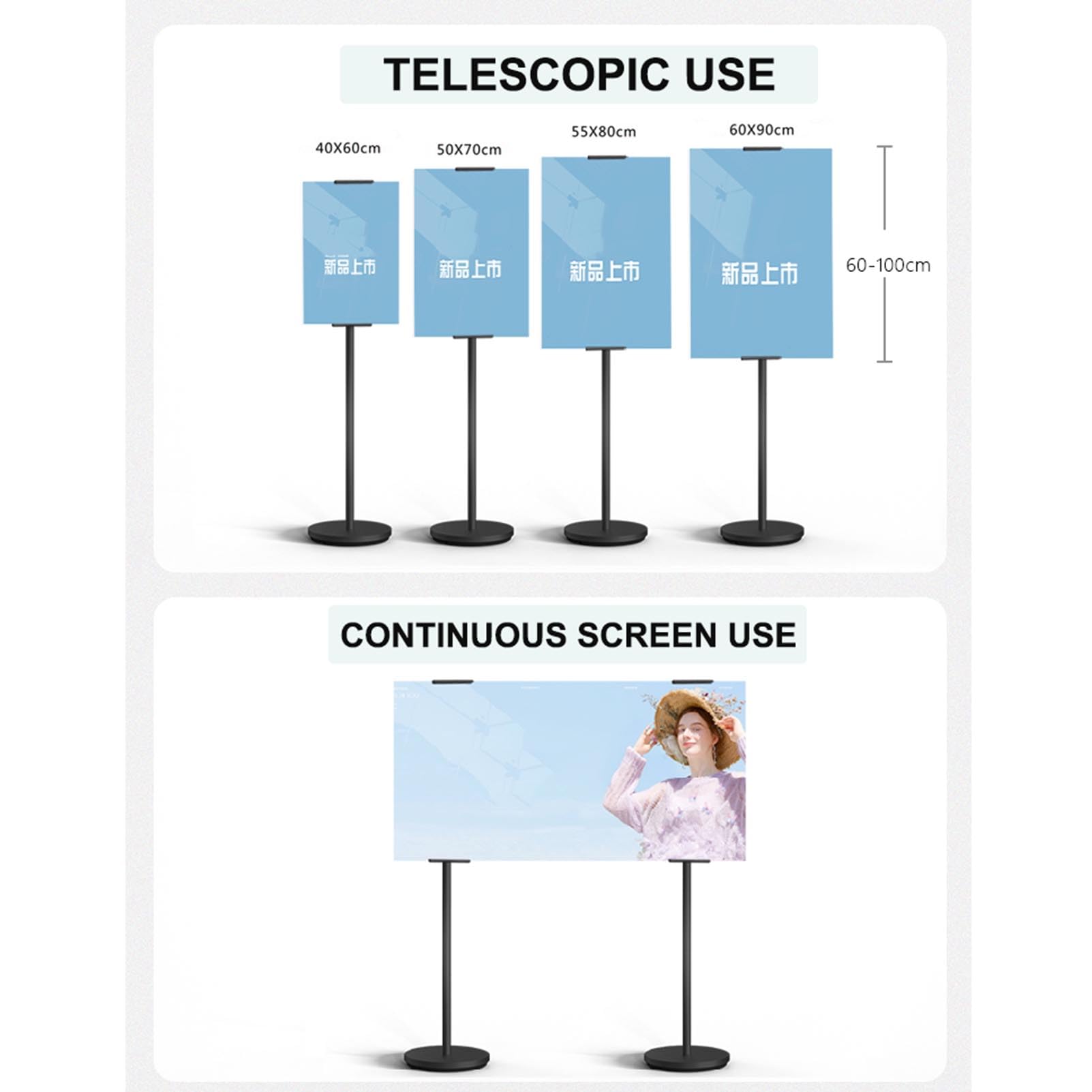 Soporte para Carteles de Suelo, Soporte para Carteles, Soporte para Carteles de Suelo Resistente, Soporte para Carteles con Pedestal Ajustable, Soporte de exhibición con rotación de 355 °