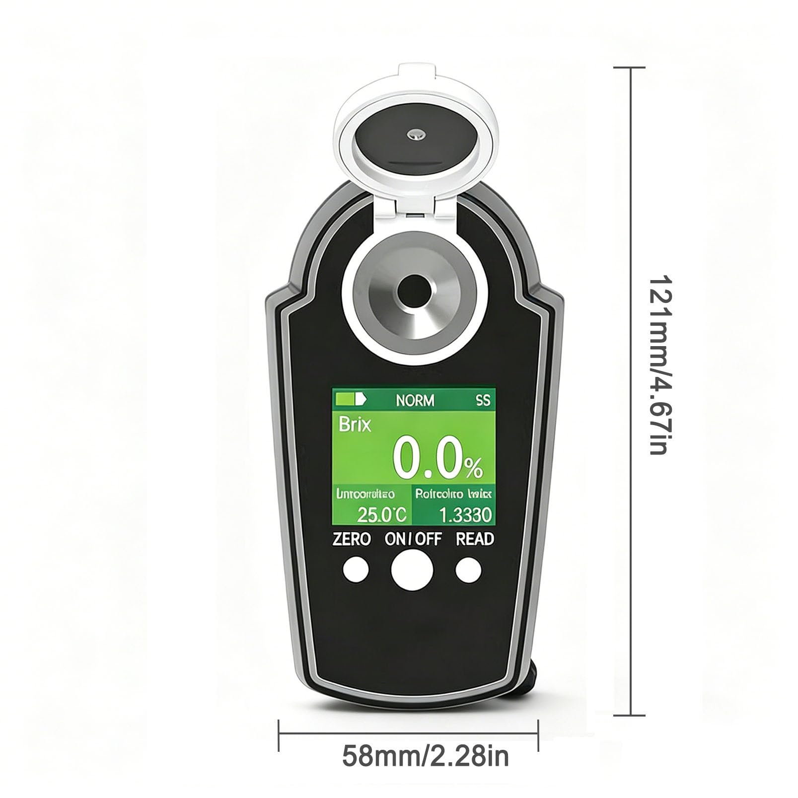 Probador digital de refractómetro para frutas, bebidas, caramelos. Mide el contenido de azúcar del 0 al 58 % con compensación de temperatura infrarroja, 10 mediciones consecutivas