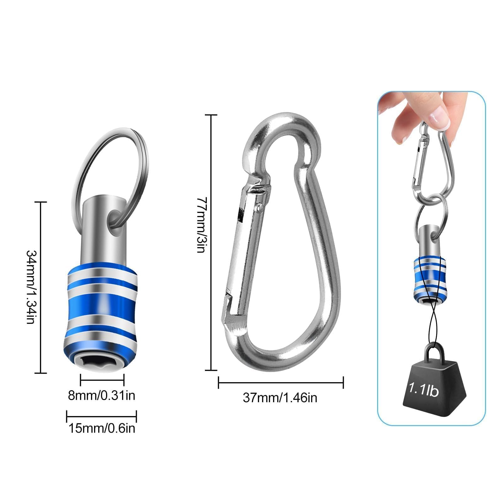 6-tlg. Schraubendreher-Bit-Halter Aus Alu, 1/4" Sechskant – Mit Schlüsselanhänger, Für Schnellen Bit-Wechsel