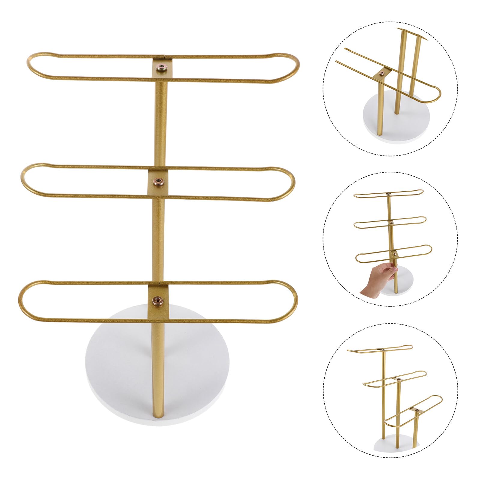Uonlytech 3 Stöckiger Haarband Organizer aus Metall Haaraccessoire Aufbewahrung mit Stabilem Ständer Pflegeleicht für Schlafzimmer und Studentenwohnheim