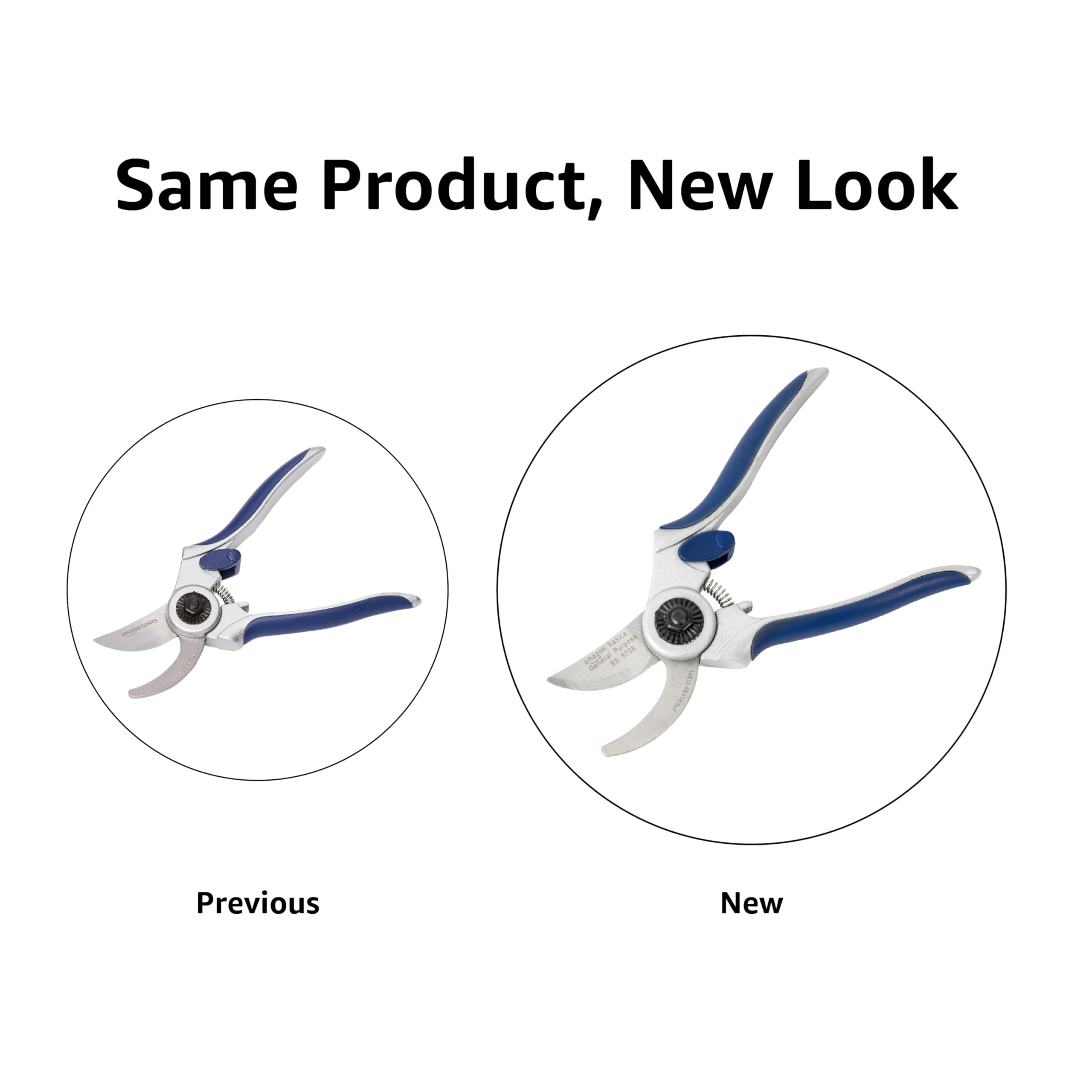 Amazon Basics Forbici da potatura a lama passante da 17,8 cm, Blu