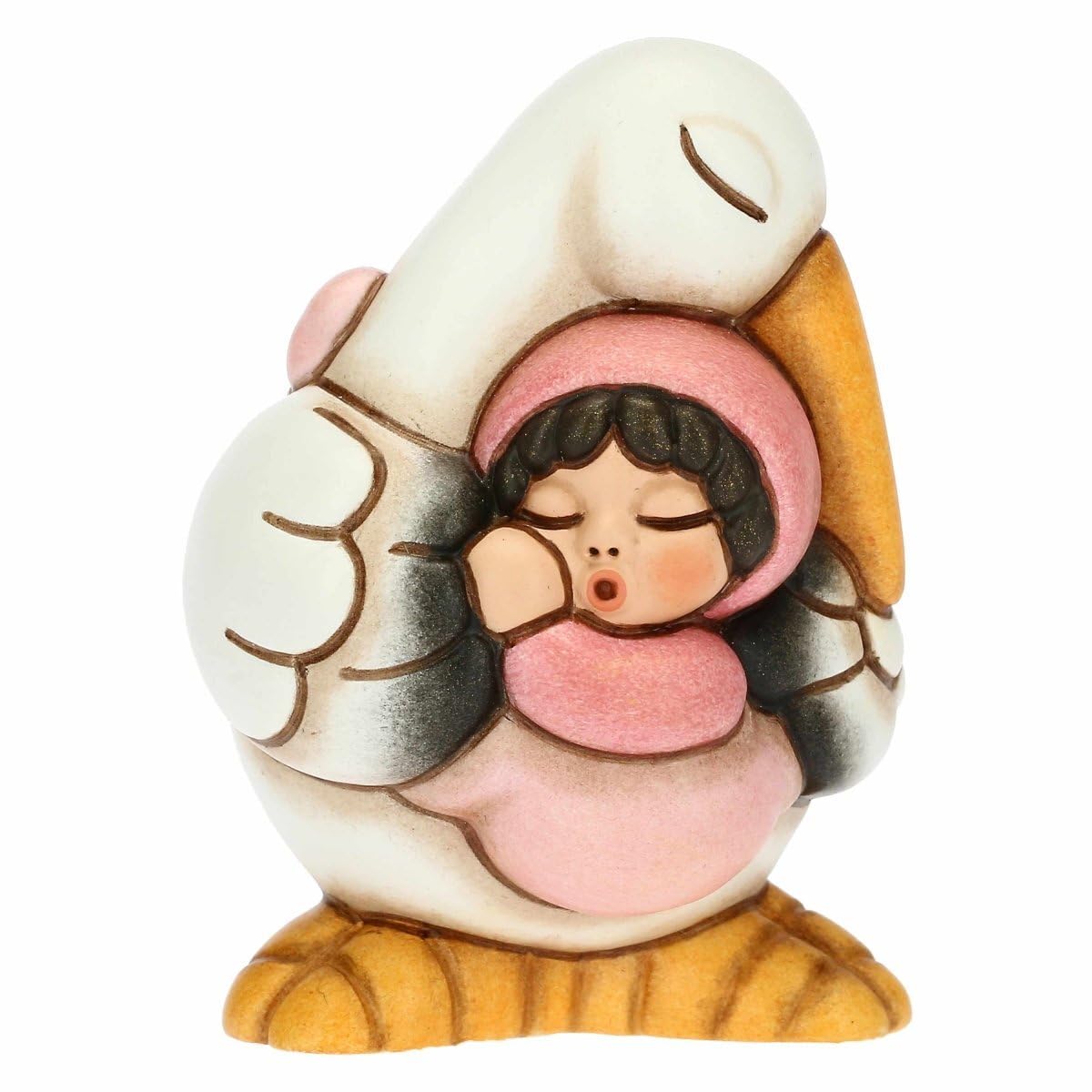 THUN Bomboniera Nascita E Battesimo Per Lei – Teddy Con Quadrifoglio In Ceramica Dipinta A Mano, 5.9x3.5x5.5 Cm
