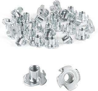 CCTVMTST 50Pcs Threaded Insert T-Nut(5/16"-18 x 7/16") Four Pronged Tee Nut for Rock Climbing Holds, Wood, Cabinetry