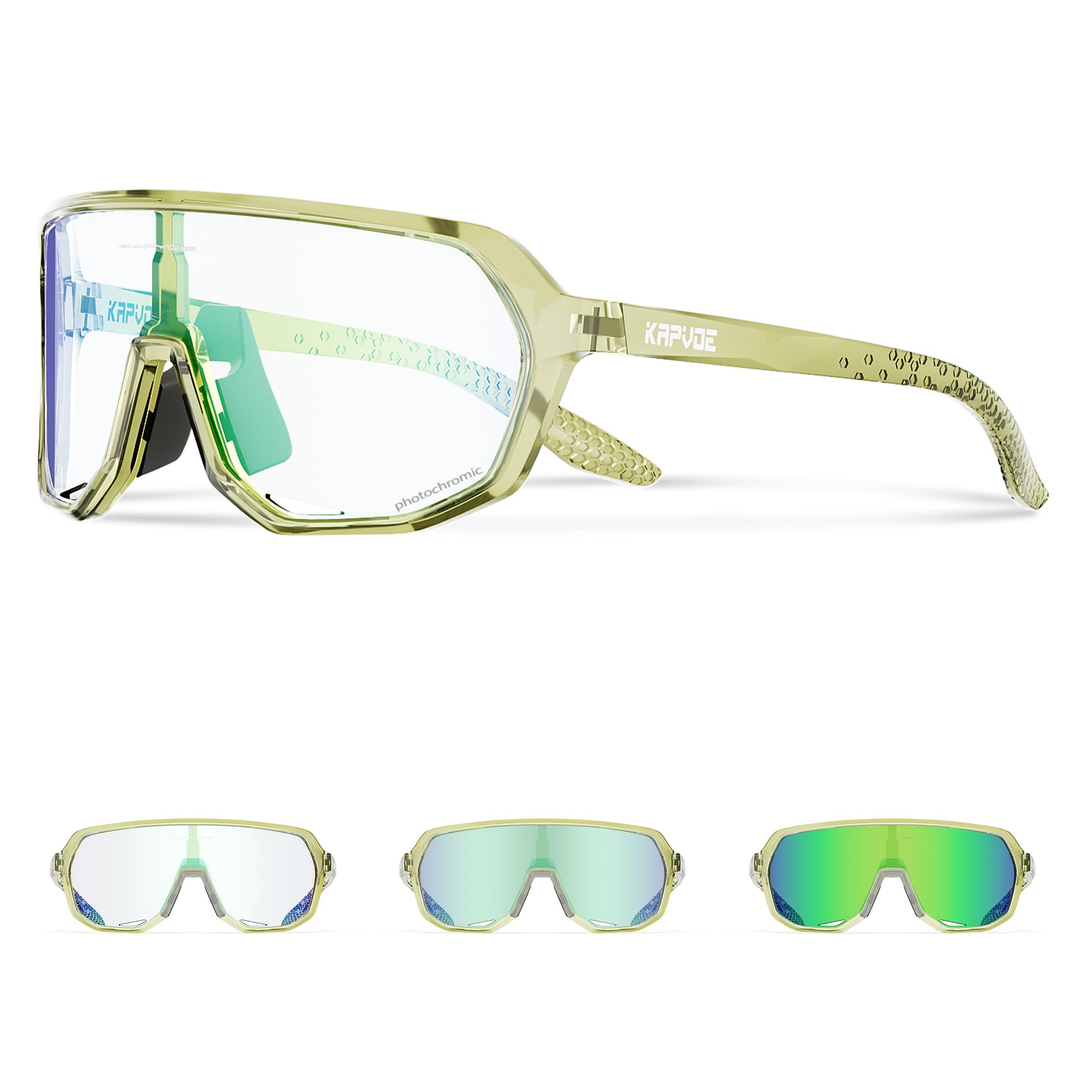 KAPVOE Photochromic Cycling Glasses for Men Women Mountain Bike Sunglasses Sports Goggles for MTB Running Baseball UV Protection GR-32