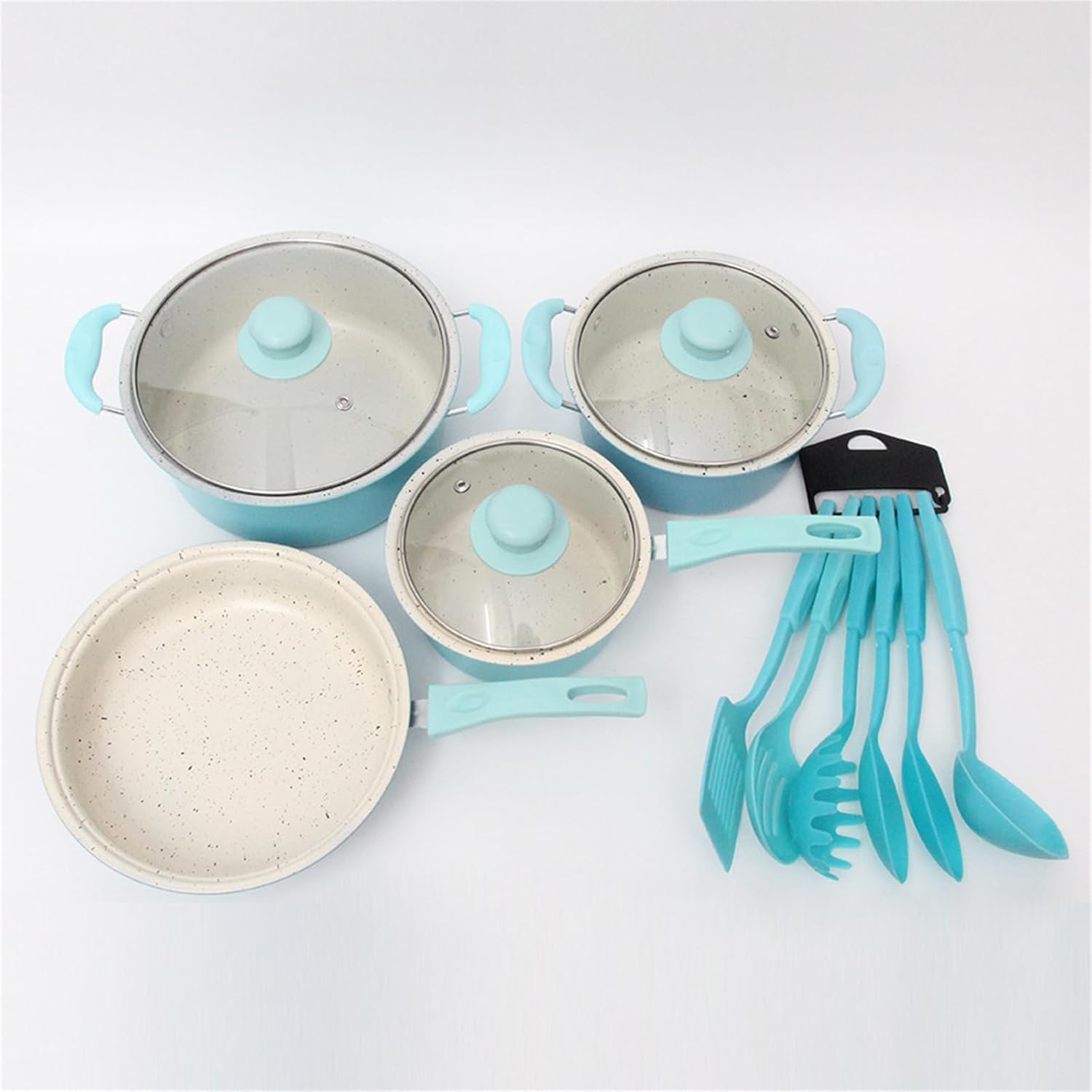 13-Piece Non Stick Cookware Set with Lids – Pots and Pans Set for Cooking, Kitchen Cookware Set Non Toxic, Dishwasher & Oven Safe, Induction Compatible, Blue Nonstick Kitchen Set (Blue)