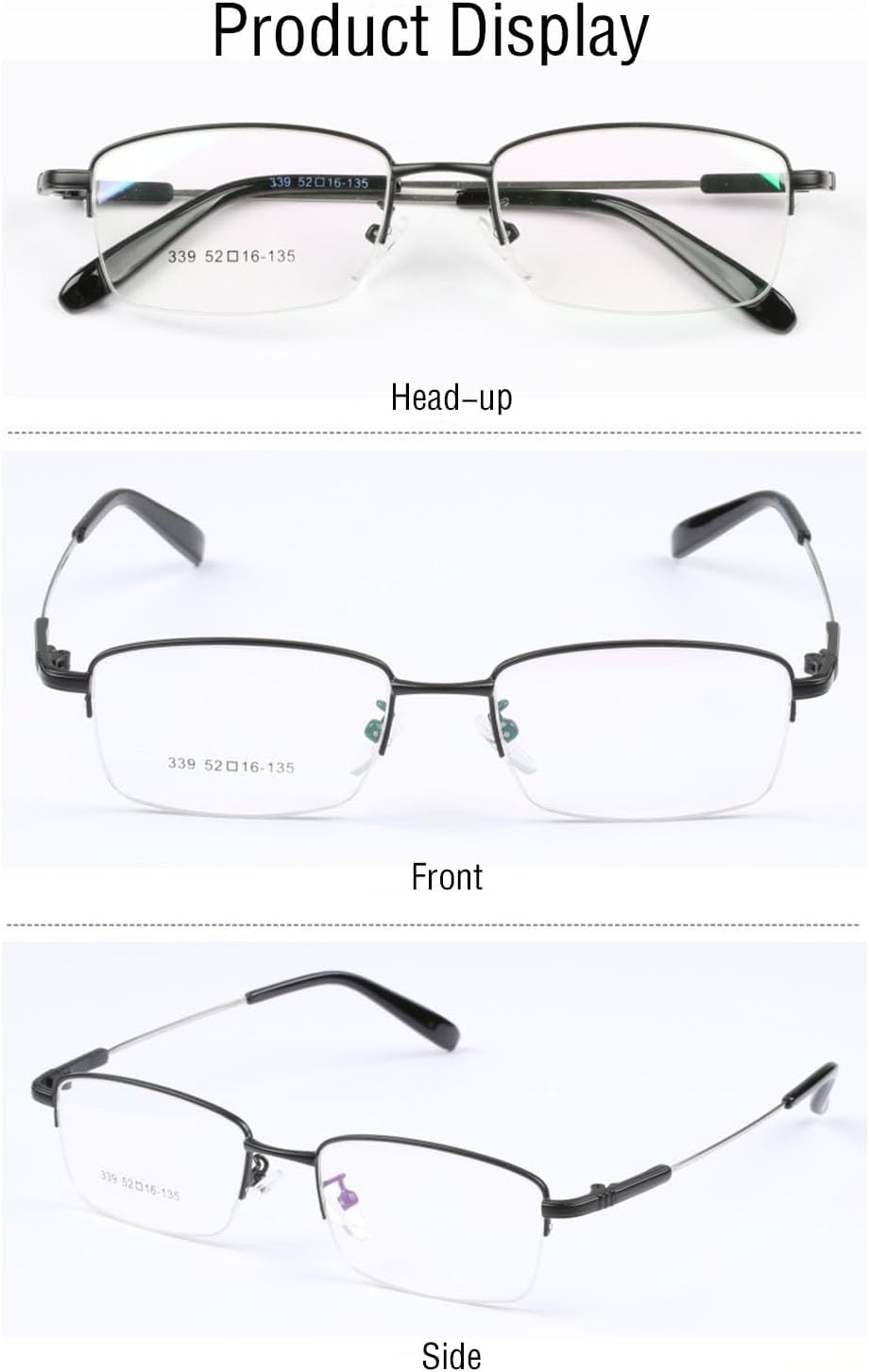 Reading Glasses High Magnification Power Titanium Half Frame Ultra Clear Men +8.0 +9.0 Blue Light Blocking Reader