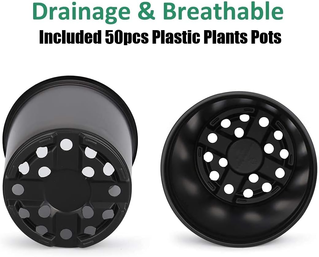 KAHEIGN 50Pcs 15cm Plastic Plant Flower Pots Lightweight Seed Starting Pots Nursery Seedlings Pots Flower Plant Container (15 x 13cm - Image 5