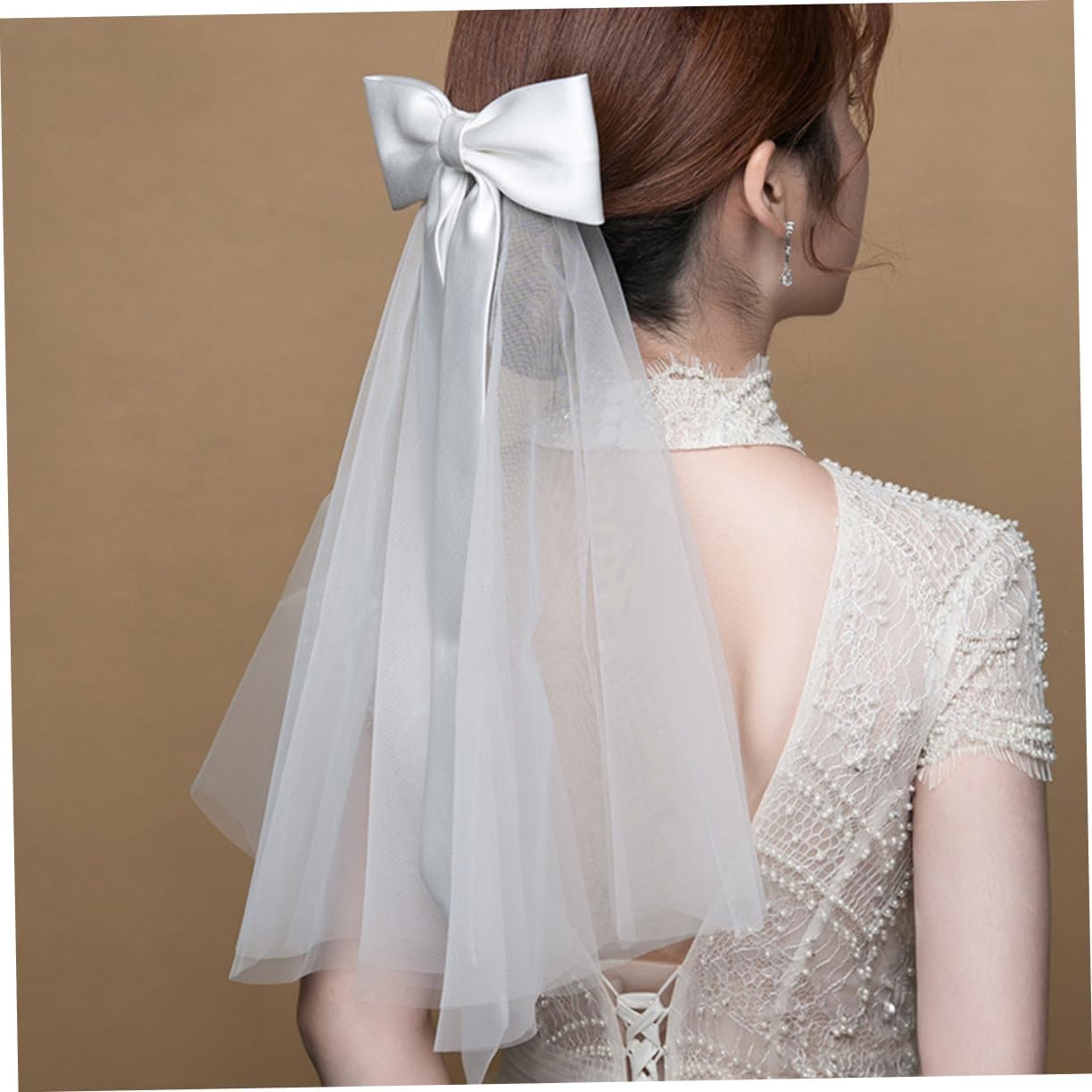 Gatuida 2pcs Beautiful Bridal Veil Bow and Comb Elegant Wedding Accessory for Bride Lightweight Romantic Headpiece for Bridal Shower Engagement Party and Dance Events