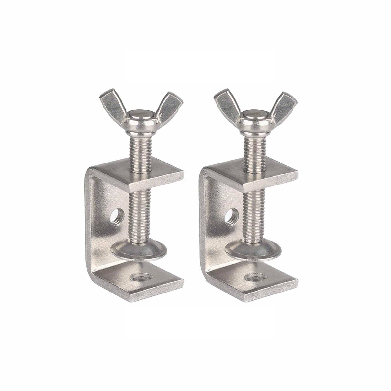 2 Pack Small C Clamps, 304 Stainless Steel C Clamps Adjustable Wide Jaw Opening Desk Clip Corrosion Resistant for Woodworking Welding Building Household Mounting (20mm/0.79in)