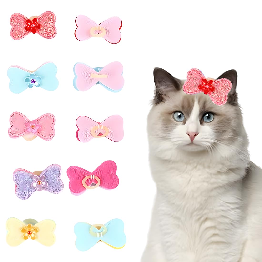 Fiocchi Per Pelo Cani - Set Di 10, Elasticizzati, Colorati Con Fiori, Per Toelettatura E Occasioni Speciali