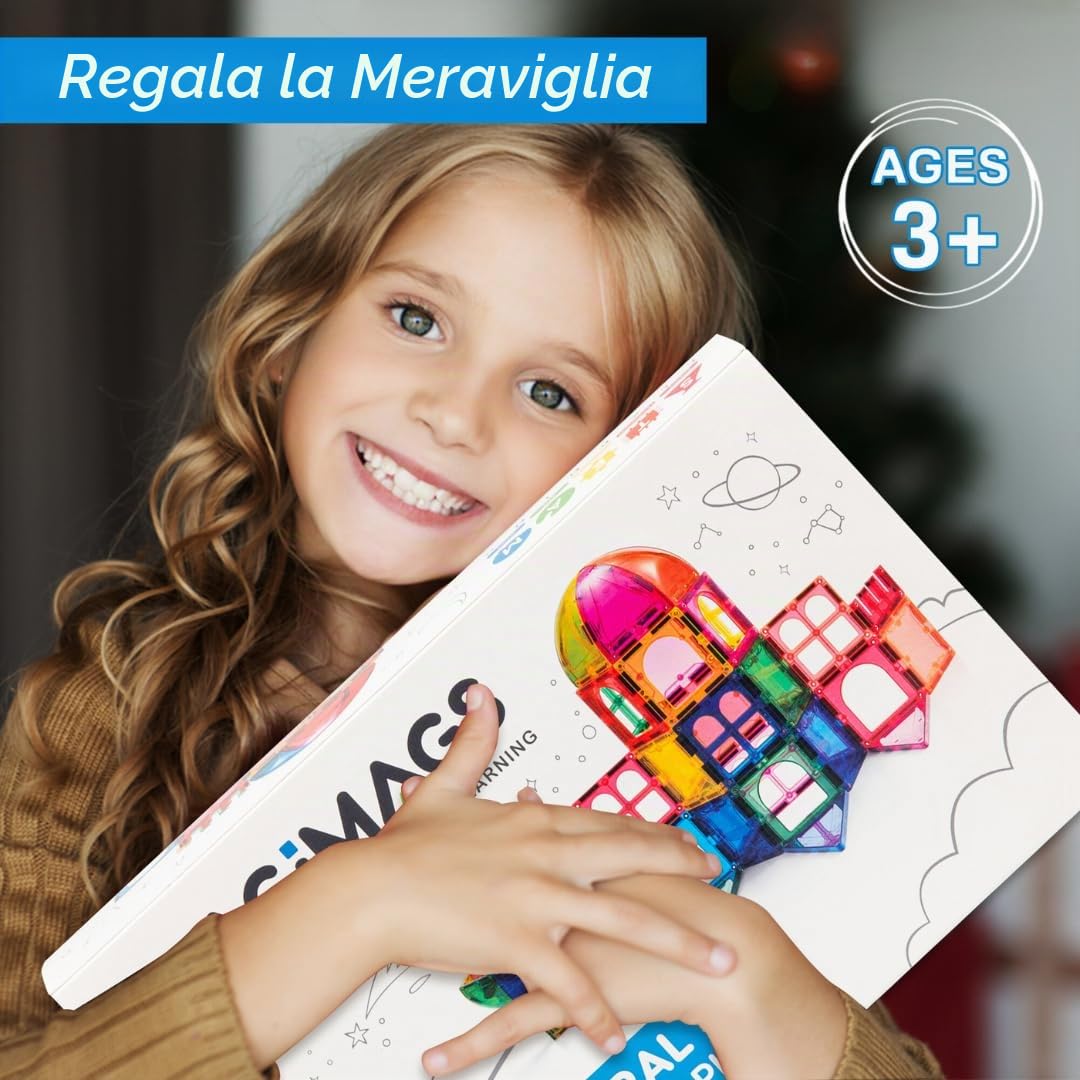 Magnetic Building Tiles, set di 48 pezzi architettonici educativi per ragazzi e bambini, attività creative e imparative, giochi per i più piccoli da 3 anni