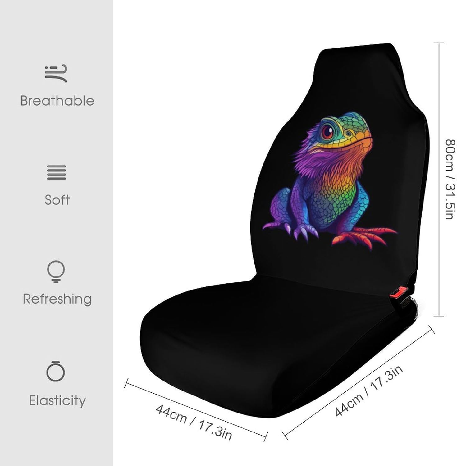 Colorful Bearded Dragon Car Seat Covers Universal Car Front Seats Protector Auto Interior Accessories 1PCS