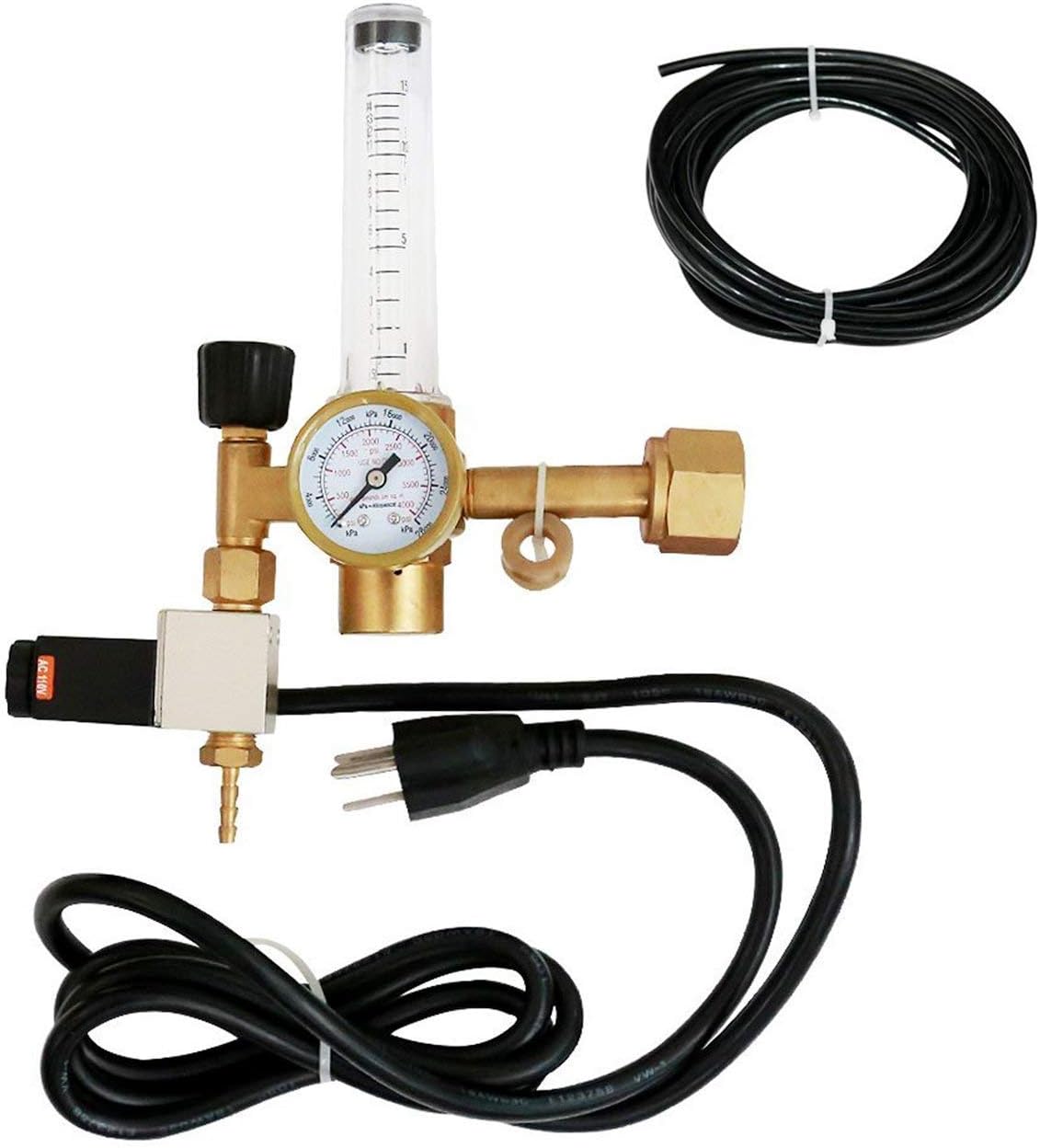 CO2 Regulator by Carbon Accelerator for C02 Tanks - Gauge for Pressure and Flow Meter with 120v Plug for Solenoid Valve for Grow Rooms, Tents, and Works with PPM Controllers and Timers
