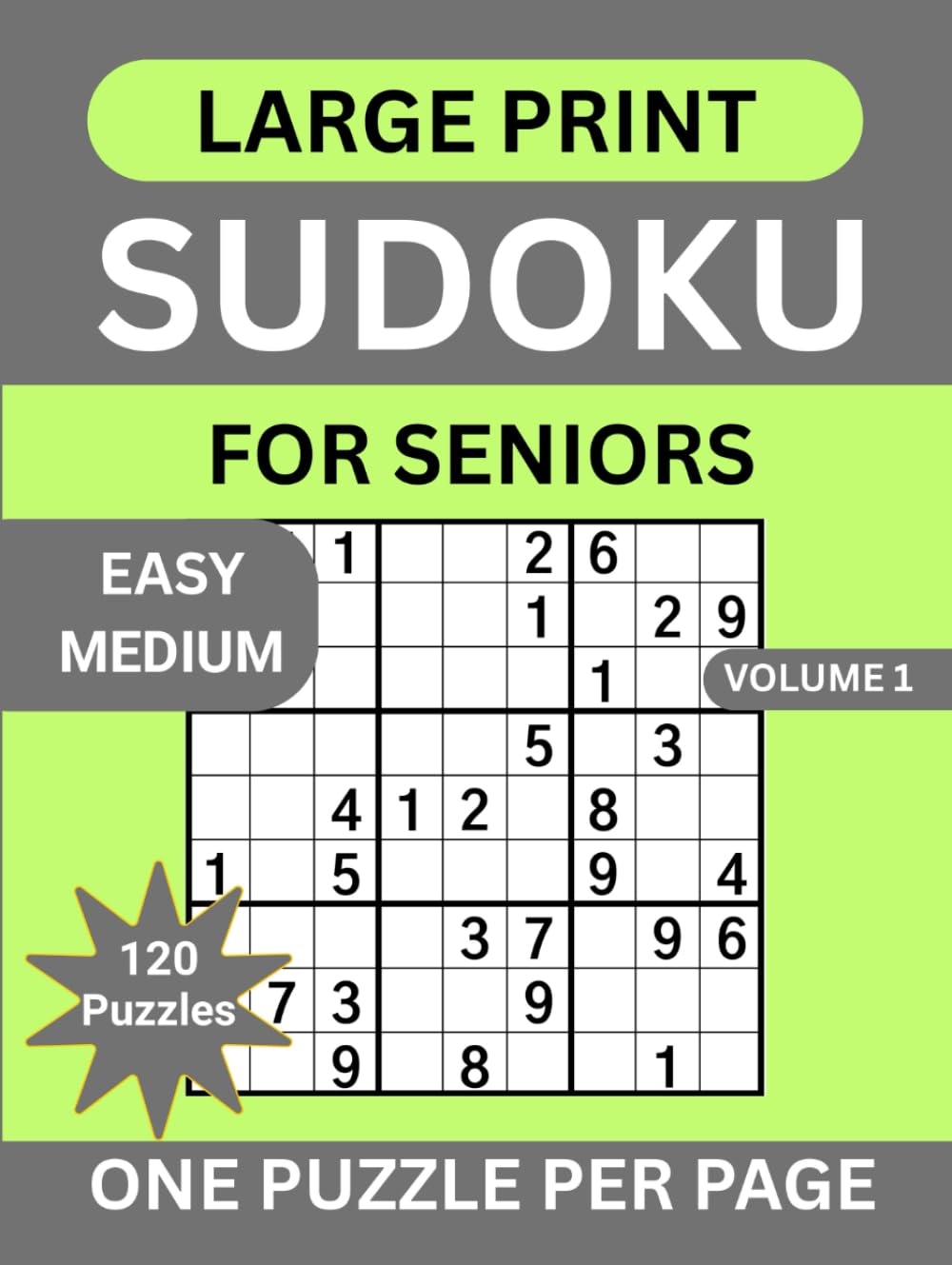 Large Print Sudoku For Seniors: 120 Easy Medium Sudoku Puzzles, 14 Progressive Levels One Puzzle Per Page With Solutions And Instructions for Adults