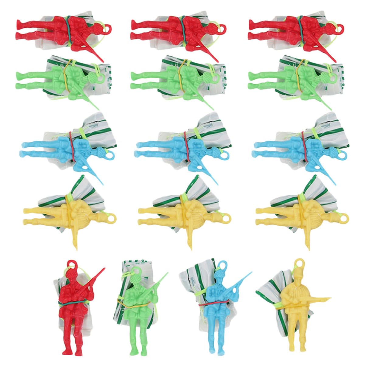 WOONEKY Set de 30 Juguetes de Paracaídas para Niños Figuras de Plástico, sin Montaje, para Uso al Aire Libre en Viajes y Diversión Garantizada