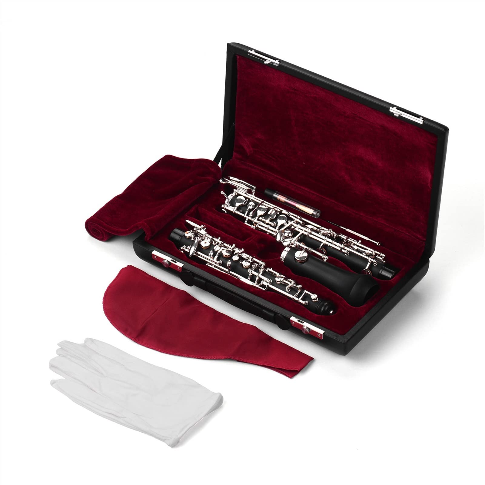 Strumento Oboe Strumento per Legni in Stile Semi-Automatico Professional C Key Oboe con Guantoni in Pelle di Guanti A Nebulizzazione di Oboe Principiante di Oboe (Color : Gold-Plated Keys)