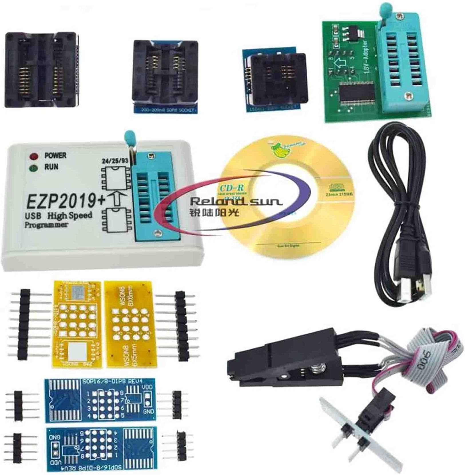 Reland Sun EZP2019 High Speed USB SPI Programmer d Base Support for Block 24 EEPROM, for 25 Flash 93 EEPROM (EZP2019 9 ADAPTER)