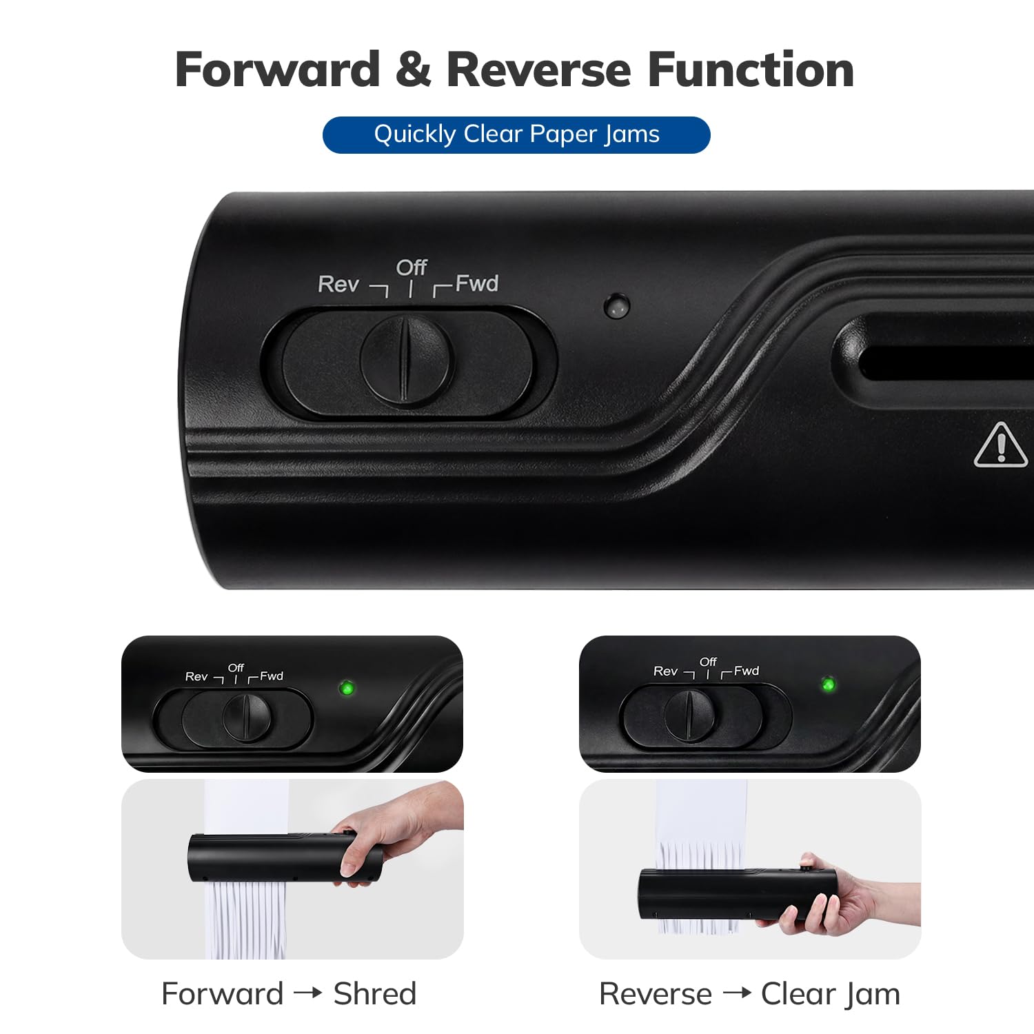 Umimile Distruggidocumenti elettrico con interruttore di modalità, design compatto portatile, funzionamento facile per casa, ufficio, banconote e documenti (nero)