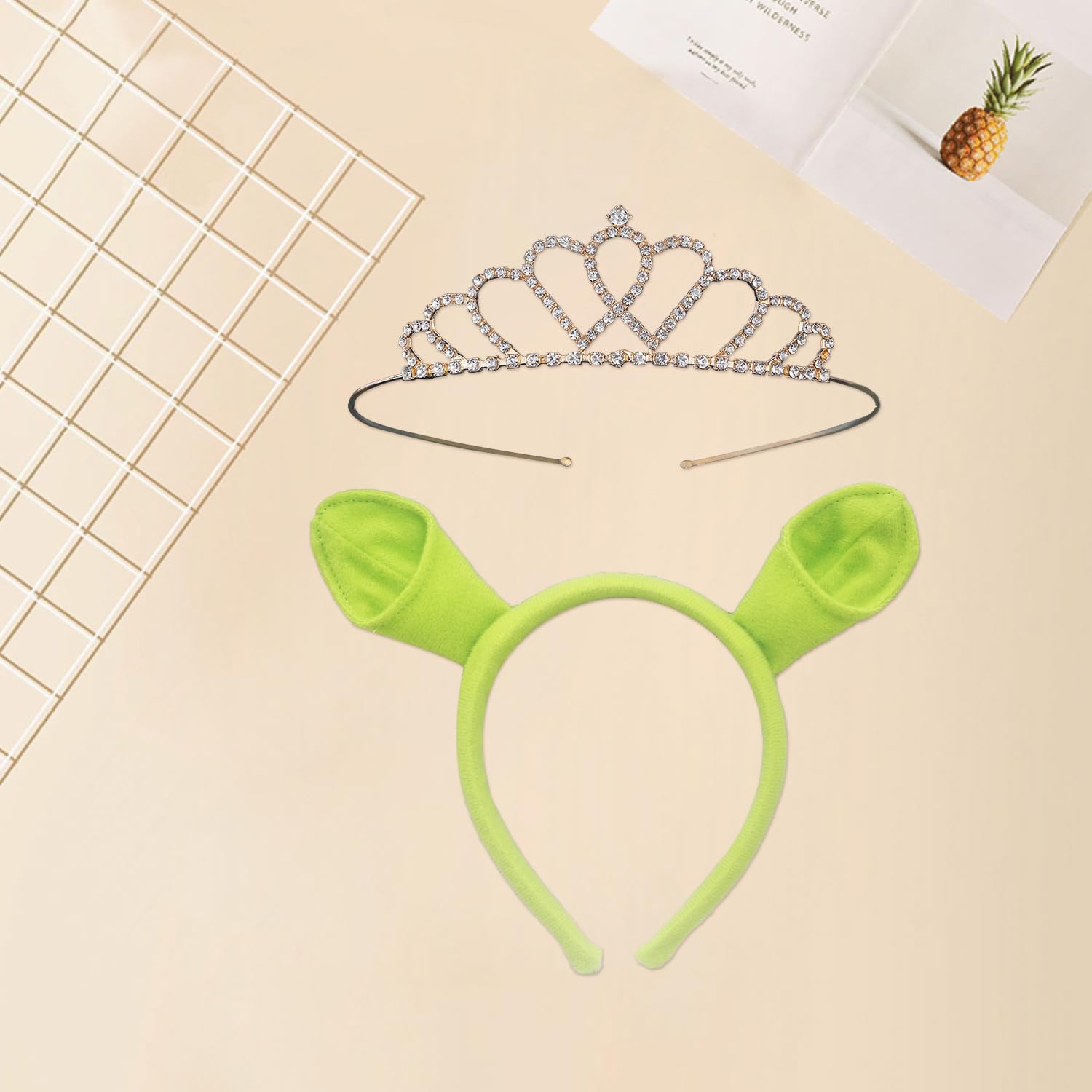 RmKbe 3pcs Green Ogre Ears Headband and Crown Monster Ogre Cosplay Costume Halloween Cosplay Party Headwear Party Accessories for Adult - Image 3