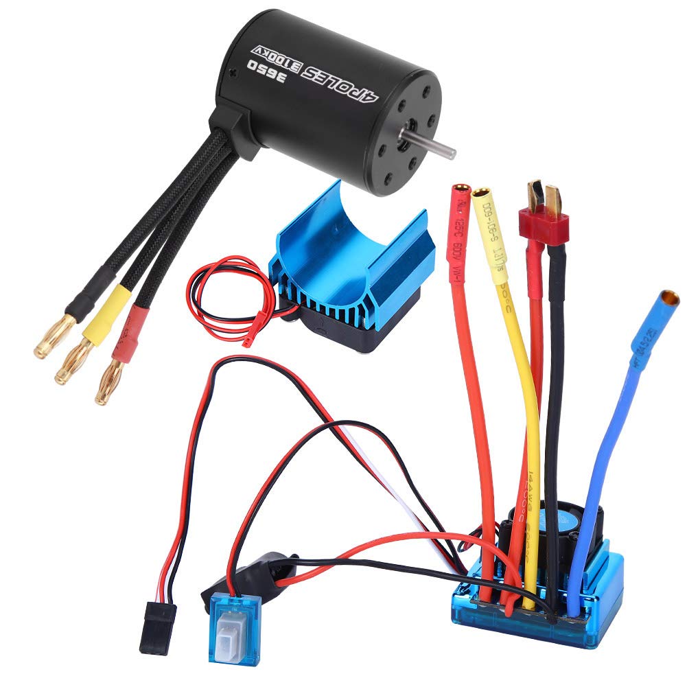 Efficient 3650 Brushless Motor with ESC and Aluminum Heat Sink for 1/10
