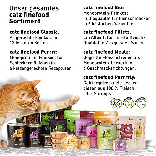 catz finefood Purrrr Ente Monoprotein Katzenfutter nass N° 115, für ernährungssensible Katzen, 70% Fleischanteil, 6 x 400g Dose