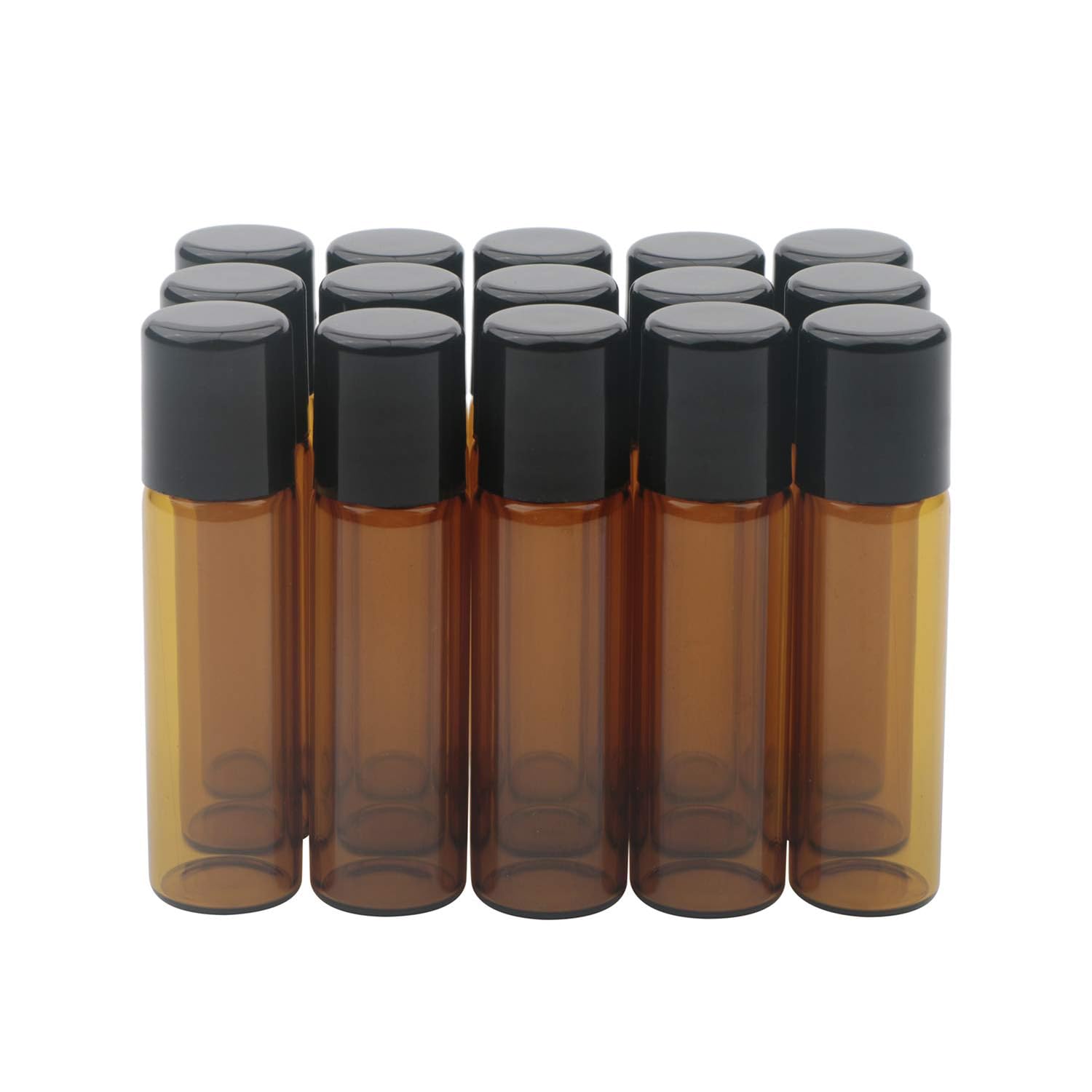 Kesell 15Pack 5ml Amber Glass Essential Oil Roller Bottles Mini Glass Roll on Bottle with Stainless Steel Ball Empty Refillable Containers for Perfume, Travel & Aromatherapy