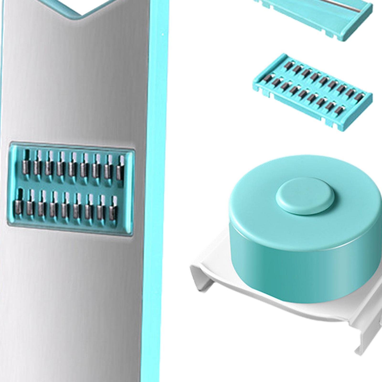 , Vegetable Cutter Food, with Interchangeable Set, Veggie Slicer Manual Slicer for Garlic, Cabbage, Potato, 3 Blade Green