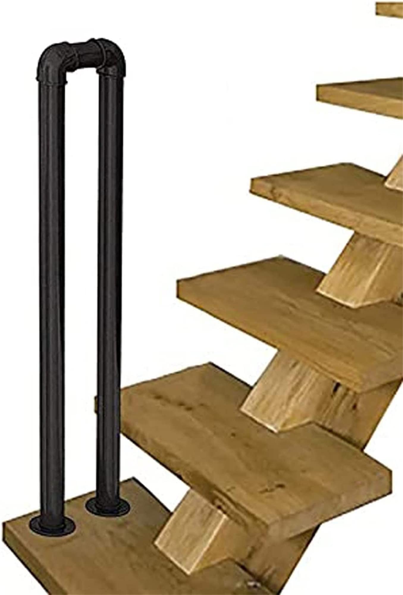 Meiiron Staircase Handrails, Outdoor Stair Railing Handrails - Black U Style Balcony Fence, Vintage Iron Indoor Stair Railing, LOFT Outdoor Handrail Sturdy Metal Barckets (Size : 85cm)