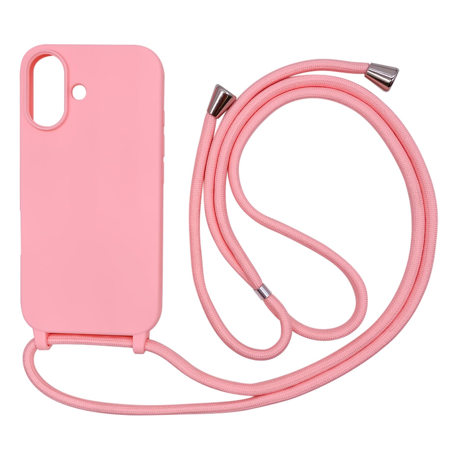 Funda Compatible con iPhone 16(6.1"),Ajustable Collar Correa de Cuello Cordón Cuerda Carcasa TPU Bumper Silicona Skin Caso para iPhone 16(6.1")-Rojo — view 28