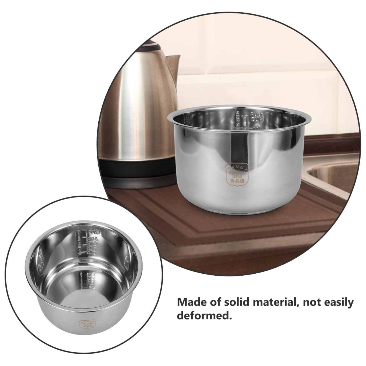 SOIMISS Pot Intérieur Cuiseur Riz 5L en Acier Inoxydable 304 Résistant et Polyvalent, Doublure Universelle pour Cuiseur Riz et Ustensiles de Cuisine INOX