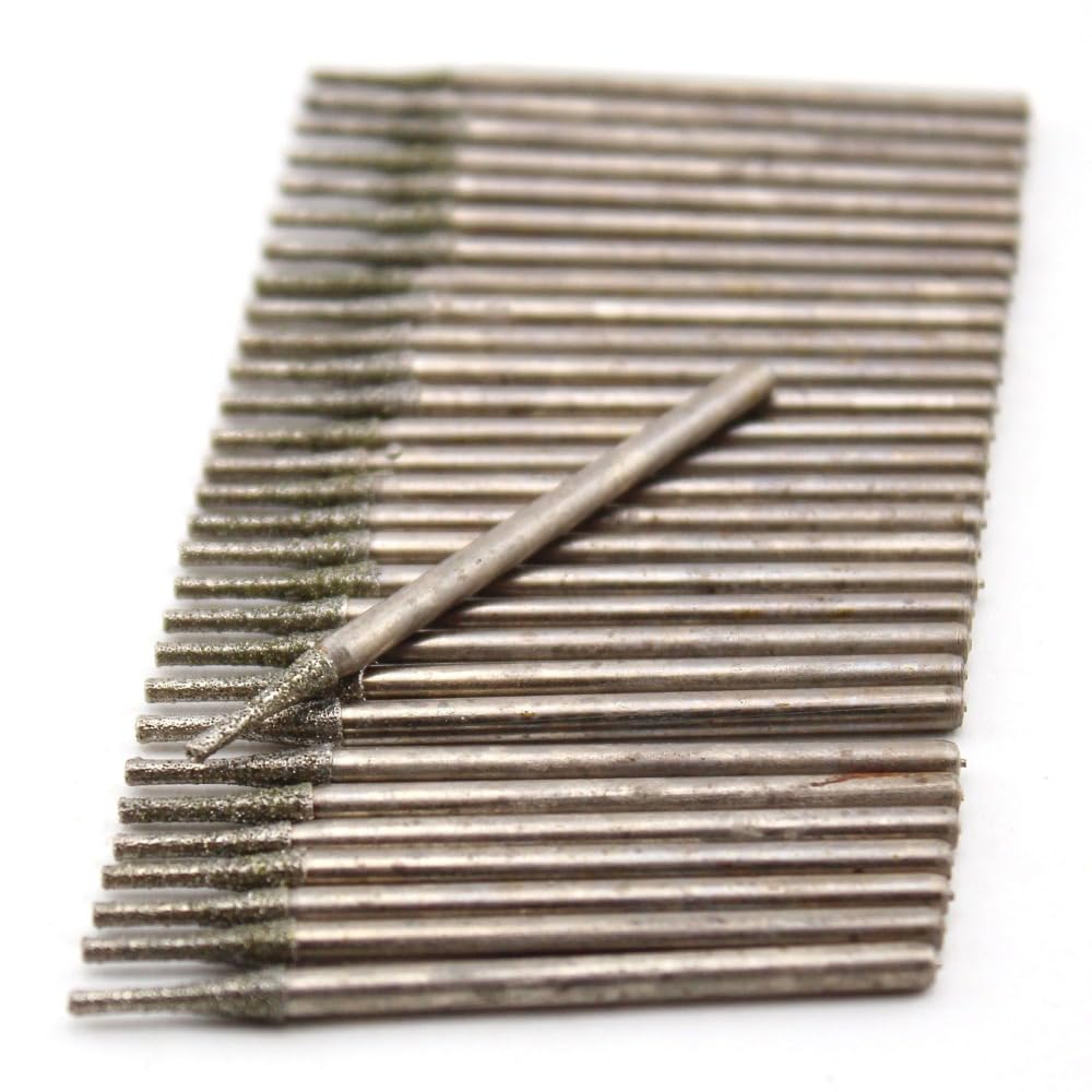 Lot de 30 forets diamantés lapidaires de 0,4 à 2,0 mm, avec revêtement, petites fraises de sculpture, micro-maçonnerie, outils de perçage de bijoux for pierres précieuses, marbre(Head Diameter 0.6mm)