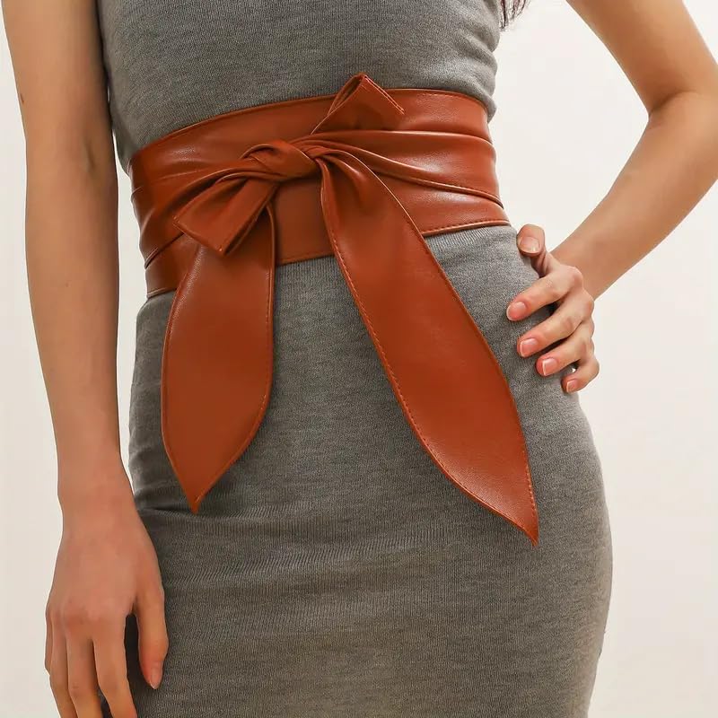 Utaly Fashion Wide Obi Belt for Women PU Leather Wrap Waistband for Dress skirt 7
