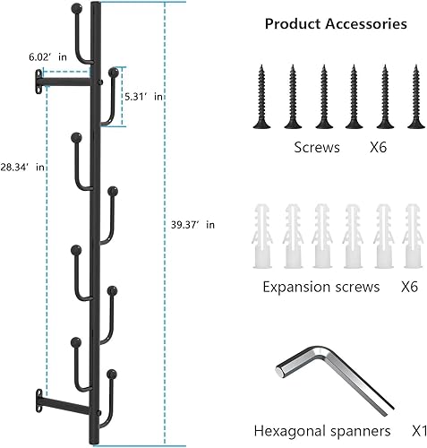 Miniatura 6 de Omsaca Perchero montado en la pared sombrero de árbol para pared moderno estante de metal de pared perchero con 8 ganchos ahorro de espacio y fácil
