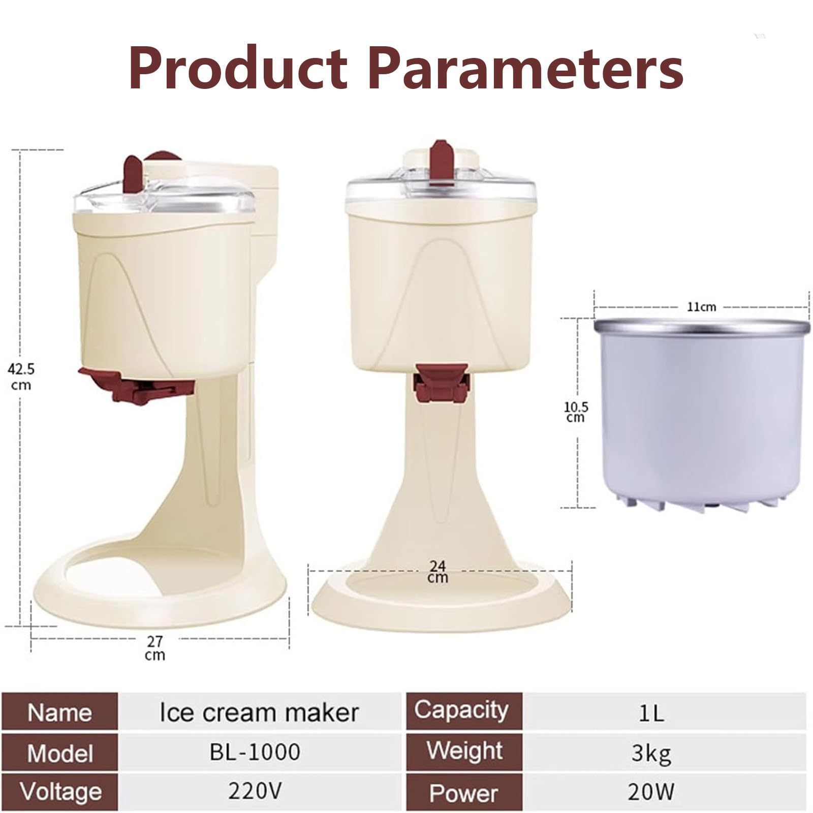 Gelatiere, Mini Macchina per Gelato Soft Completamente Automatica alla Frutta, Facile da Usare, Ideale per Preparare Un Sano Sorbetto Soft, 220 V