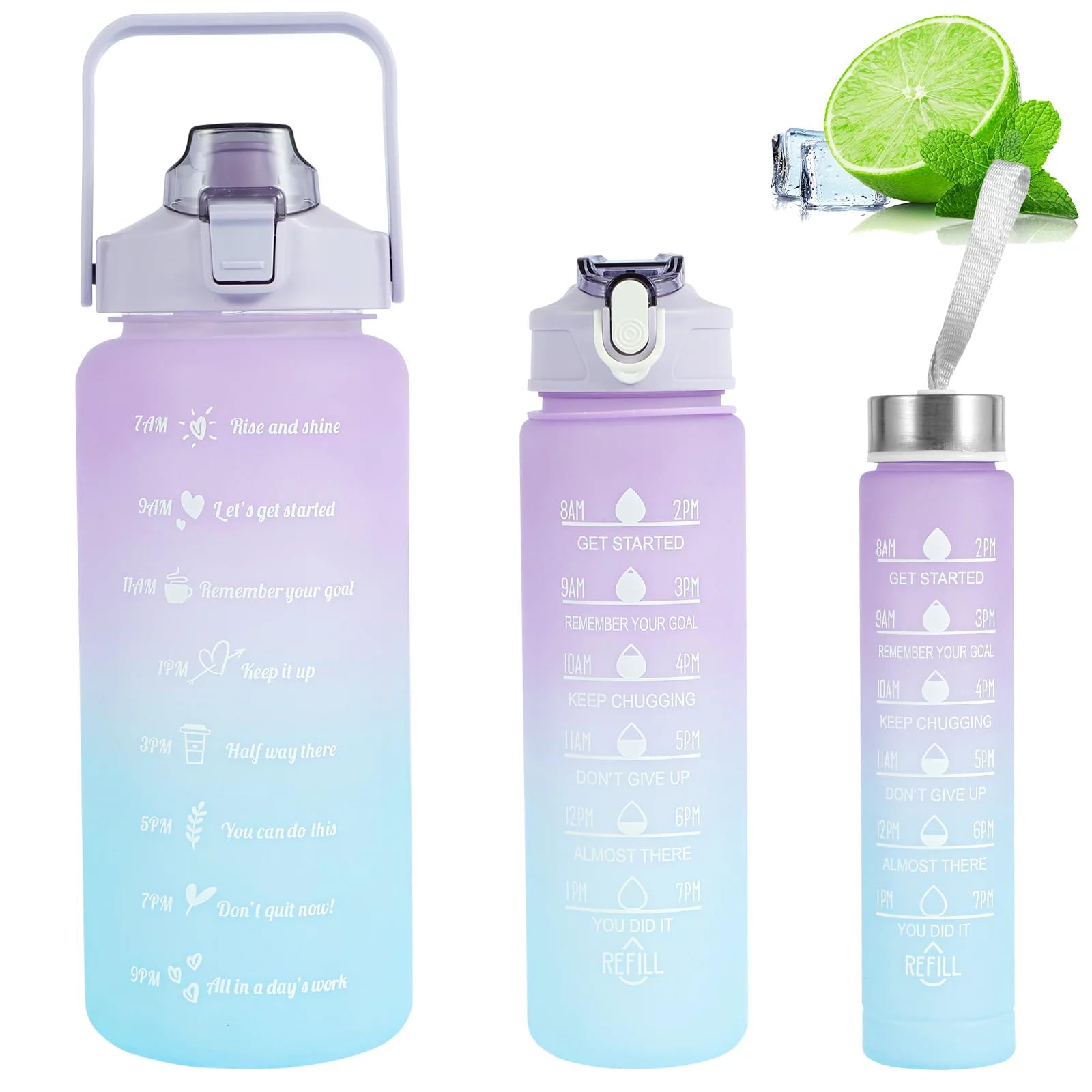 ZILORO 3 Bottle Pack Motivational Water Bottle with Straw Time Marker,Portable Water Cups for Sports, Fitness,2000ML 900ML 500ML(multi - color) (B0CCYNWGC5) Amazon Price History, Amazon Price Tracker