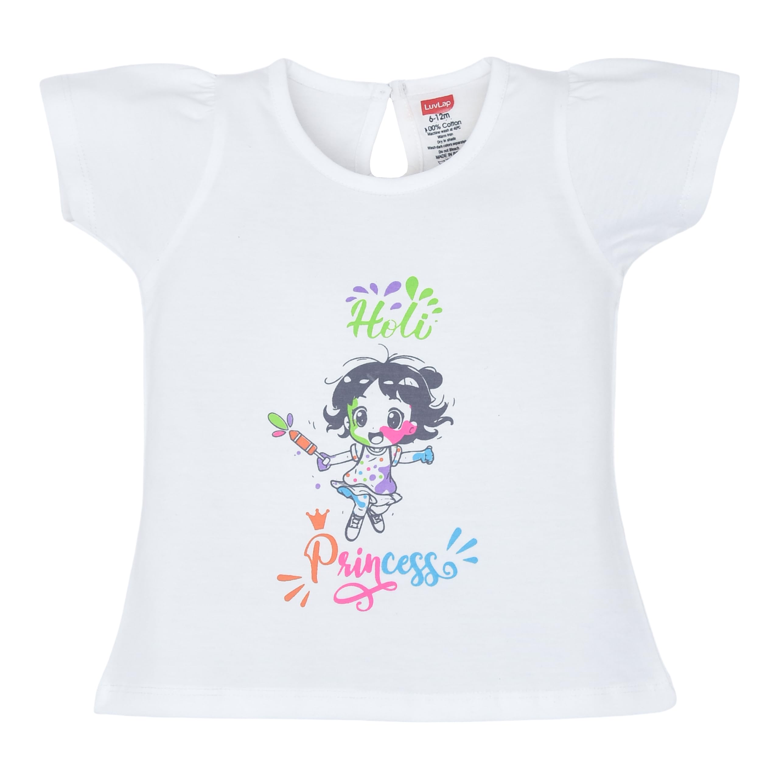 Baby Girls Holi Half Sleeve Girls Top 100% Cotton Pack of 1