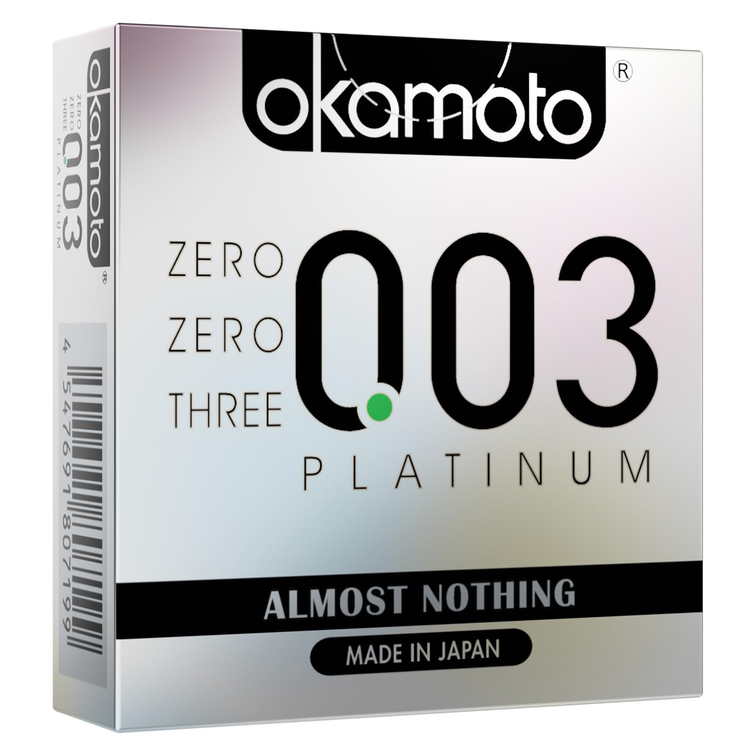 OKAMOTOCondom | Thinnest Latex Condoms for Men | Premium Japanese Condoms | Made In Japan | 0.03 mm thin | 003 Platinum (3pcs Pack)