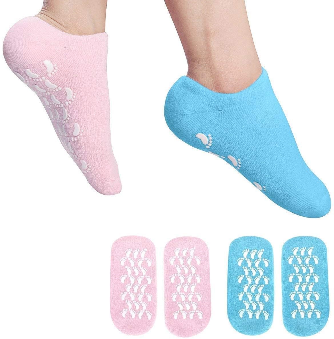 WoffelyWoffely Silicon Socks Heel for Crack Spa Gel Socks for Women and Men, Feet Protector Crack Heel Repair Socks with Moisturizing Natural Oil and Vitamin E Repair Dry Cracked Feet & Soften Skin (1PC'S)